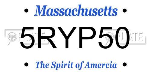 5RYP50 Massachusetts License Plate