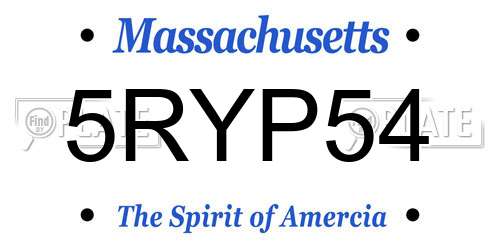 5RYP54 Massachusetts License Plate
