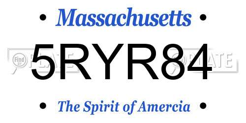 5RYR84 Massachusetts License Plate