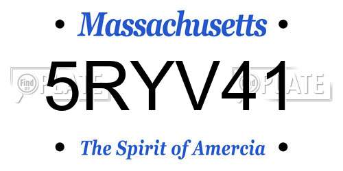 5RYV41 Massachusetts License Plate