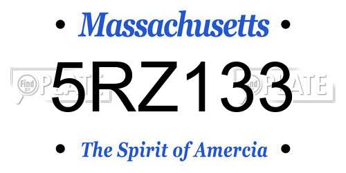5RZ133 Massachusetts License Plate