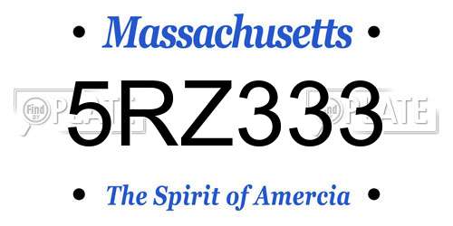 5RZ333 Massachusetts License Plate