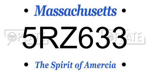 5RZ633 Massachusetts License Plate