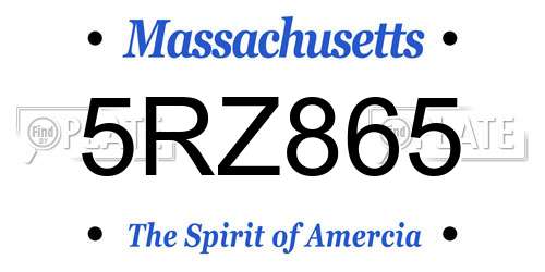 5RZ865 Massachusetts License Plate