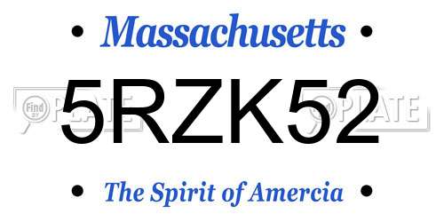 5RZK52 Massachusetts License Plate