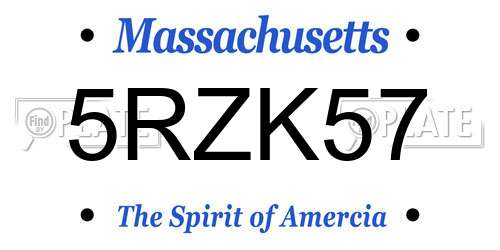 5RZK57 Massachusetts License Plate