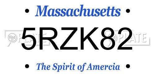 5RZK82 Massachusetts License Plate