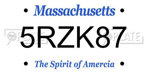 5RZK87 Massachusetts License Plate