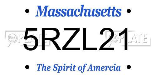5RZL21 Massachusetts License Plate