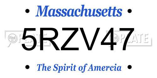 5RZV47 Massachusetts License Plate