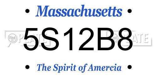 5S12B8 Massachusetts License Plate