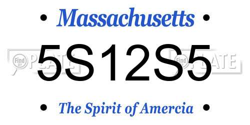 5S12S5 Massachusetts License Plate