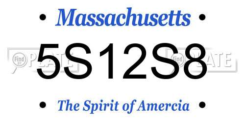 5S12S8 Massachusetts License Plate