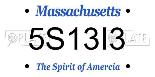 5S13I3 Massachusetts License Plate