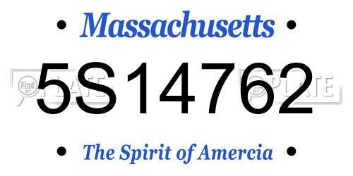 5S14762 Massachusetts License Plate