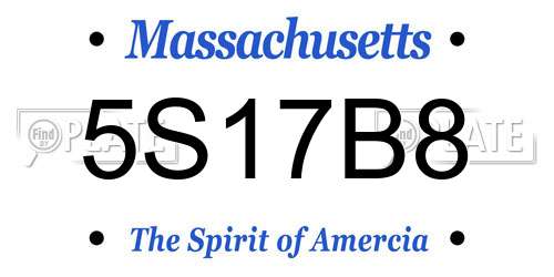 5S17B8 Massachusetts License Plate