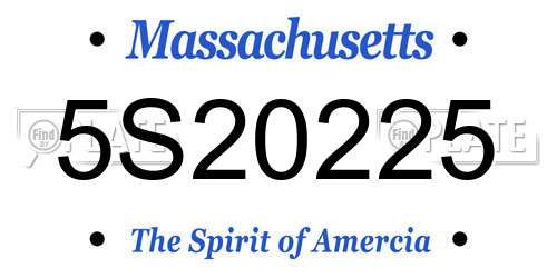 5S20225 Massachusetts License Plate