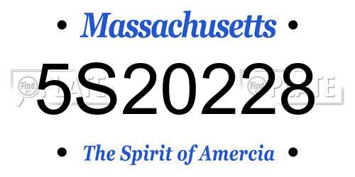 5S20228 Massachusetts License Plate