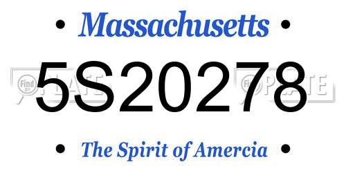 5S20278 Massachusetts License Plate