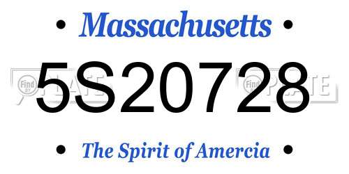 5S20728 Massachusetts License Plate