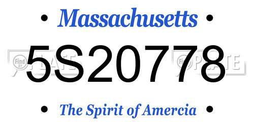 5S20778 Massachusetts License Plate