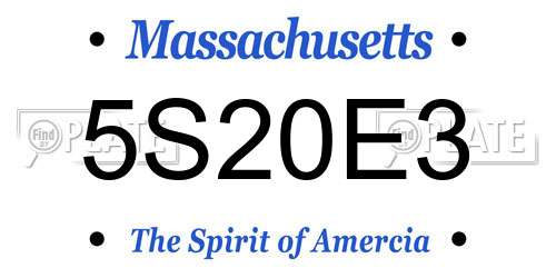 5S20E3 Massachusetts License Plate