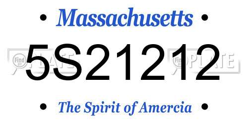 5S21212 Massachusetts License Plate