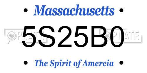 5S25B0 Massachusetts License Plate