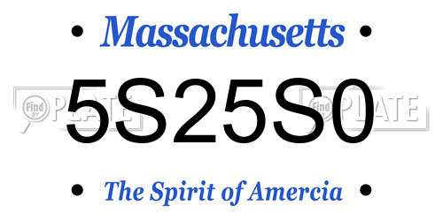 5S25S0 Massachusetts License Plate