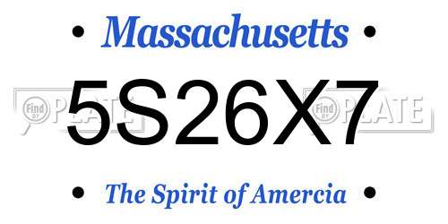 5S26X7 Massachusetts License Plate