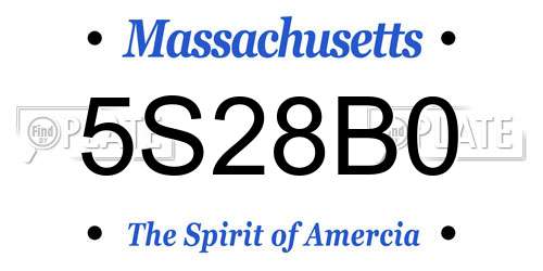 5S28B0 Massachusetts License Plate