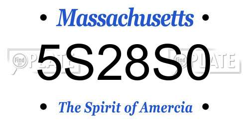 5S28S0 Massachusetts License Plate