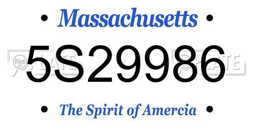 5S29986 Massachusetts License Plate