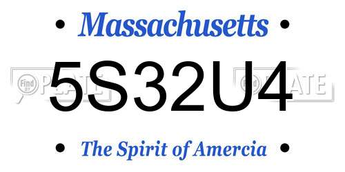 5S32U4 Massachusetts License Plate