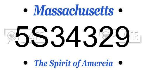 5S34329 Massachusetts License Plate