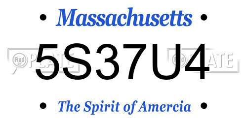 5S37U4 Massachusetts License Plate