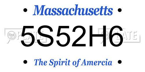 5S52H6 Massachusetts License Plate