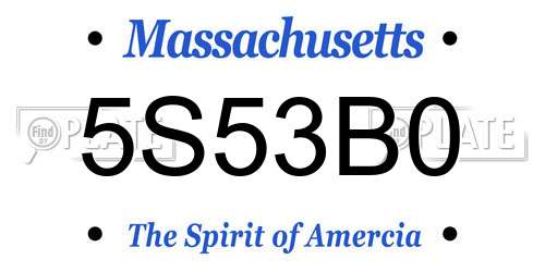 5S53B0 Massachusetts License Plate