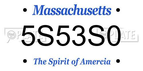5S53S0 Massachusetts License Plate