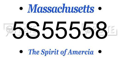 5S55558 Massachusetts License Plate