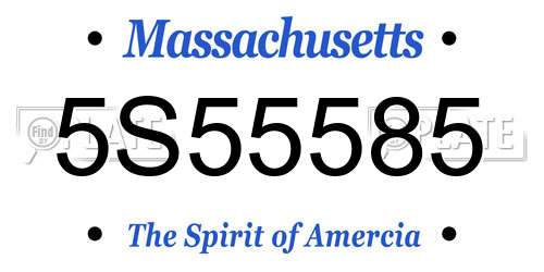 5S55585 Massachusetts License Plate