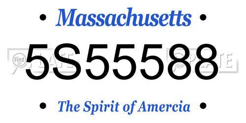 5S55588 Massachusetts License Plate