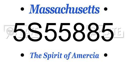 5S55885 Massachusetts License Plate