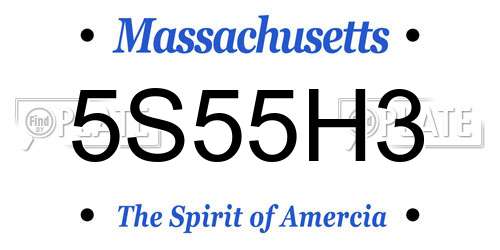 5S55H3 Massachusetts License Plate