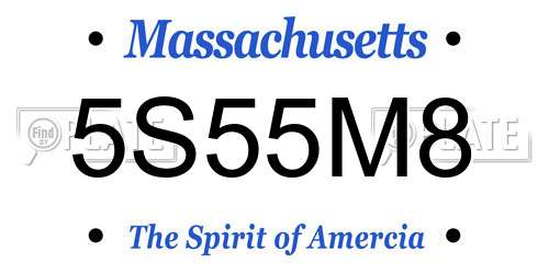 5S55M8 Massachusetts License Plate