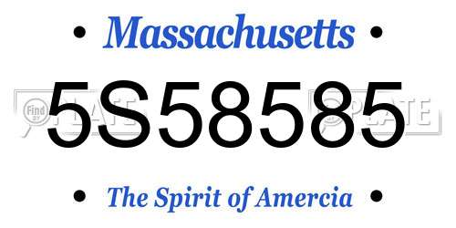 5S58585 Massachusetts License Plate