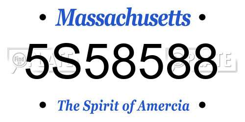 5S58588 Massachusetts License Plate