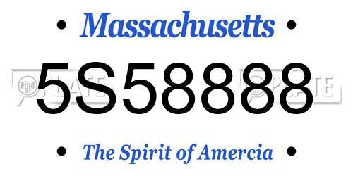 5S58888 Massachusetts License Plate