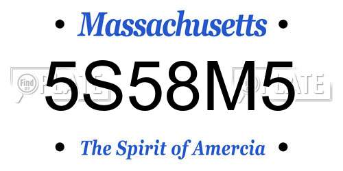 5S58M5 Massachusetts License Plate