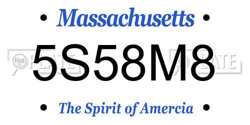 5S58M8 Massachusetts License Plate
